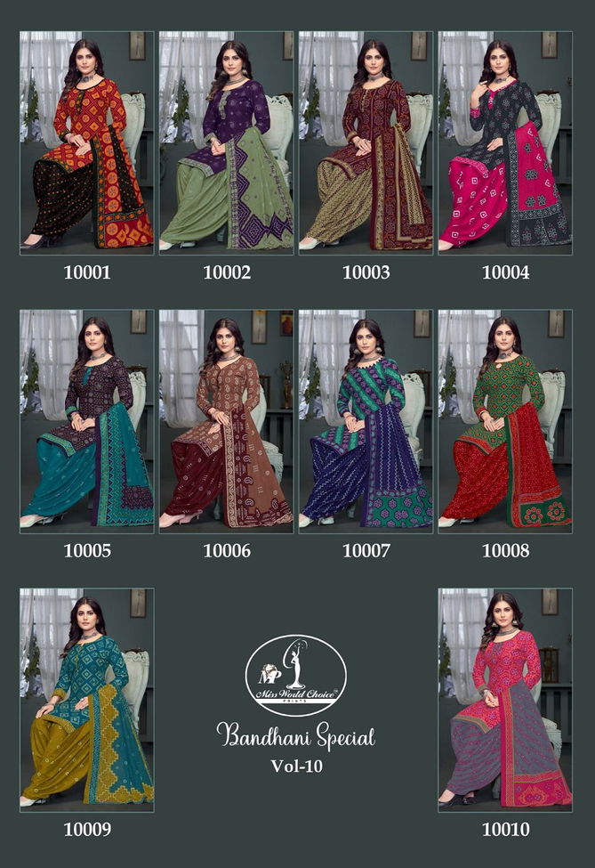 Bandhni Vol 10 By Miss World Printed Cotton Dress Material Suppliers In India
